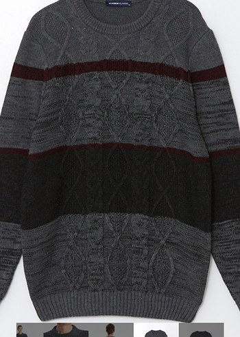 Gri Erkek Örgü Bisiklet Yaka Kazak - Görsel 5