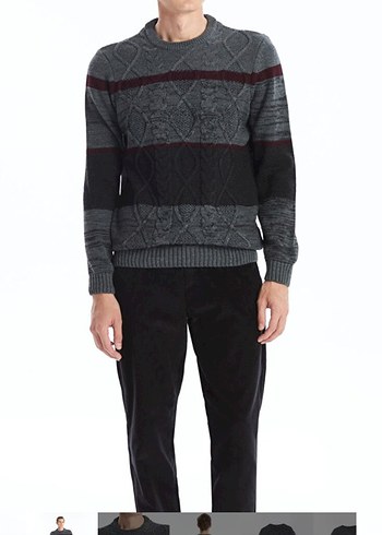 Gri Erkek Örgü Bisiklet Yaka Kazak - Görsel 2