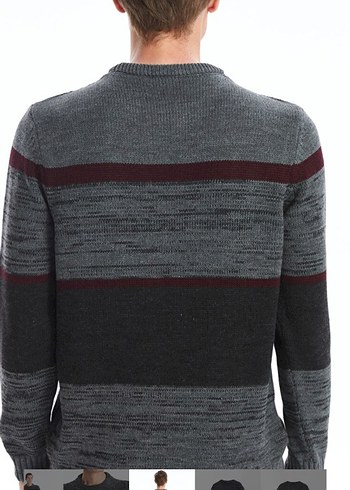 Gri Erkek Örgü Bisiklet Yaka Kazak - Görsel 4