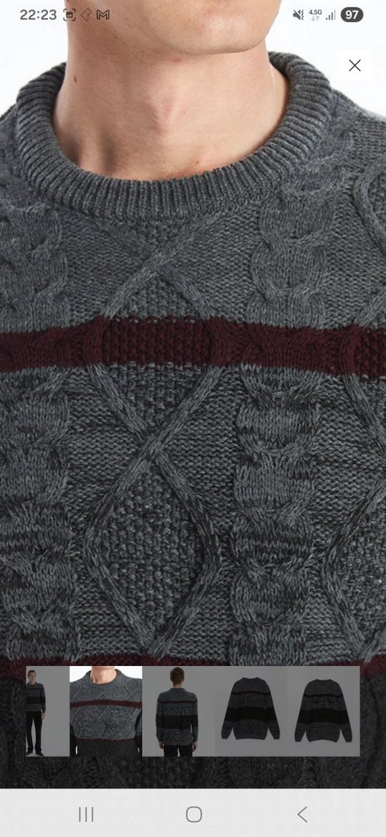 Gri Erkek Örgü Bisiklet Yaka Kazak - Görsel 3