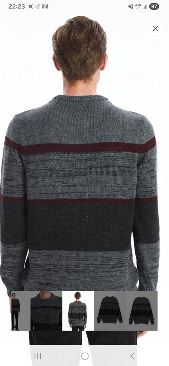 Gri Erkek Örgü Bisiklet Yaka Kazak - Görsel 4