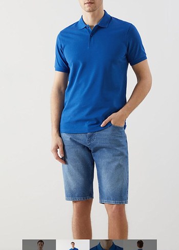 Erkek Parlak Mavi Polo Tişört - Görsel 2