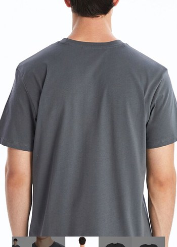 Gri Erkek Kısa Kollu Pamuklu Tişört - Görsel 4