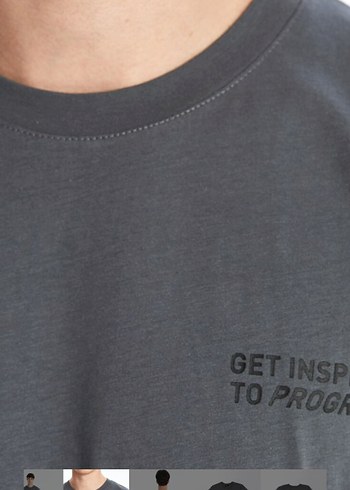 Gri Erkek Kısa Kollu Pamuklu Tişört - Görsel 3