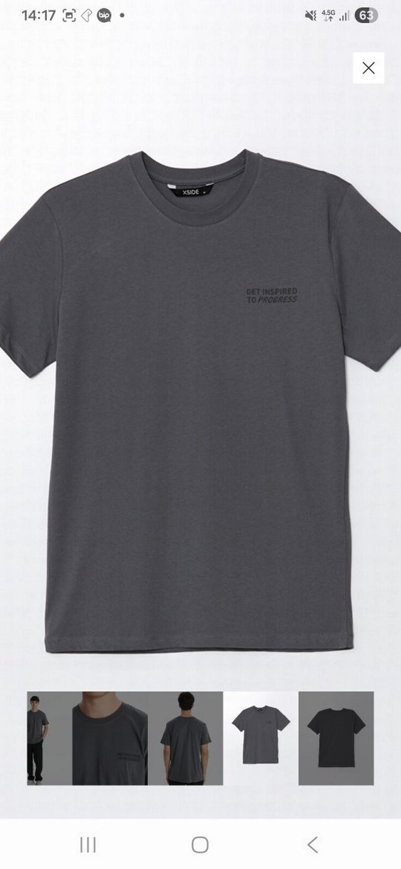 Gri Erkek Kısa Kollu Pamuklu Tişört - Görsel 5