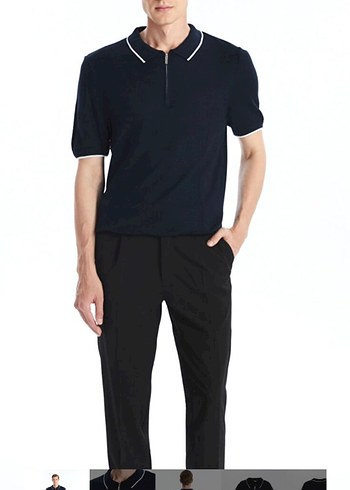 Lacivert Fermuarlı Erkek Polo Yaka Tişört - Görsel 2