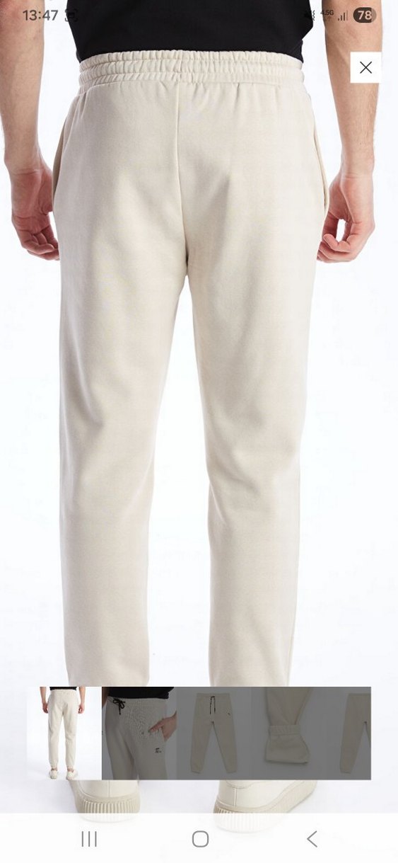 Erkek Beyaz Regular Fit Rahat Pantolon - Görsel 2