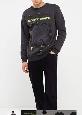 Gri Baskılı Erkek Sweatshirt - Görsel 3