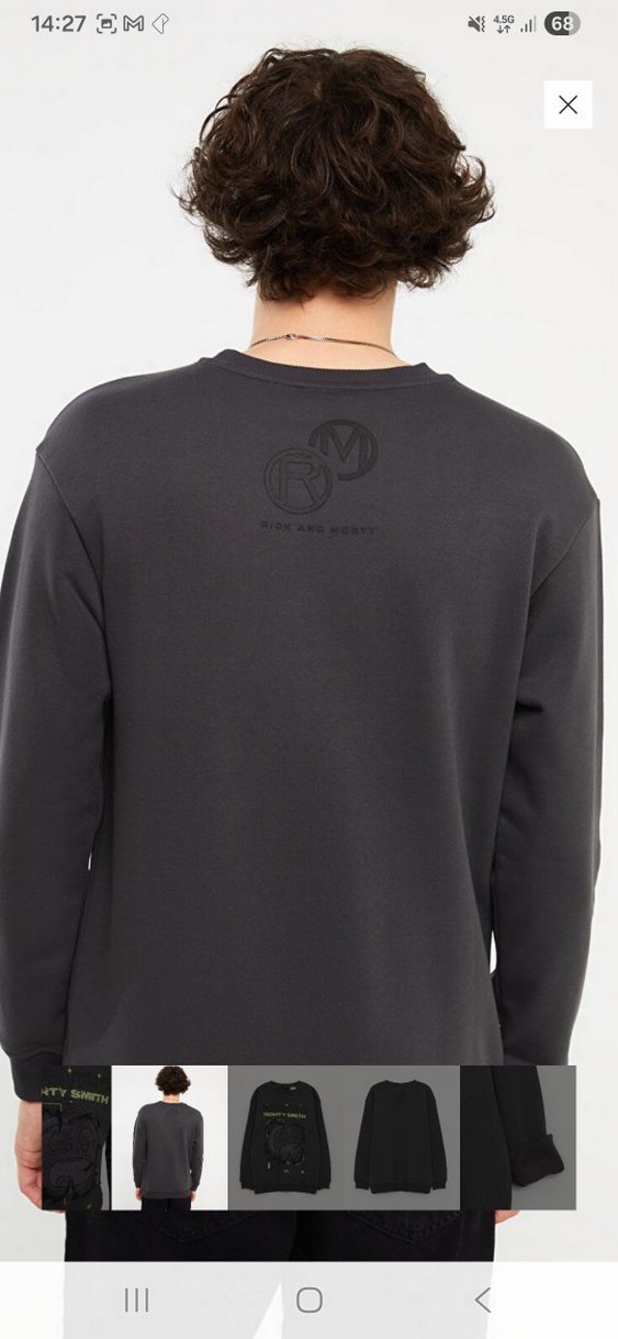 Gri Baskılı Erkek Sweatshirt - Görsel 5