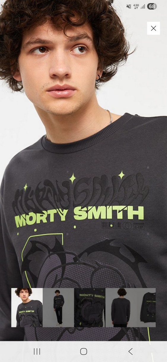 Gri Baskılı Erkek Sweatshirt - Görsel 2