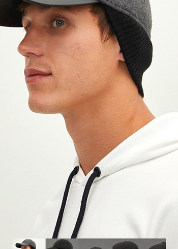 Gri Örgü Yün Şapka - Görsel 2