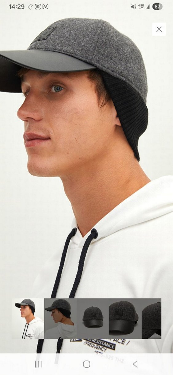 Gri Örgü Yün Şapka - Görsel 2