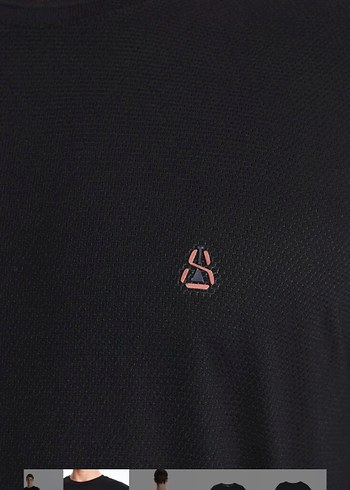 Erkek Siyah Pamuklu Slim Fit Tişört - Görsel 3