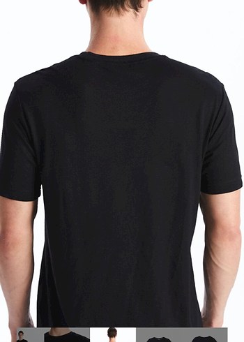 Erkek Siyah Pamuklu Slim Fit Tişört - Görsel 4