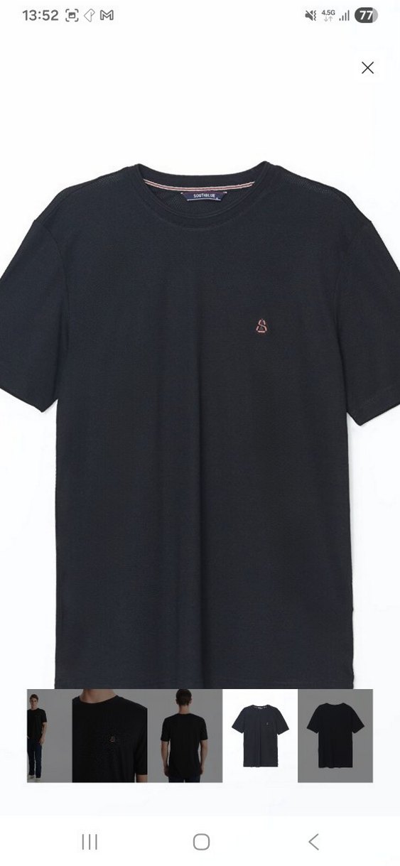 Erkek Siyah Pamuklu Slim Fit Tişört - Görsel 5