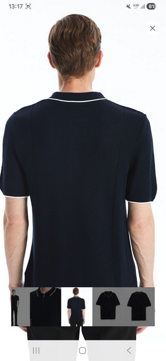 Lacivert Fermuarlı Erkek Tişört - Görsel 4