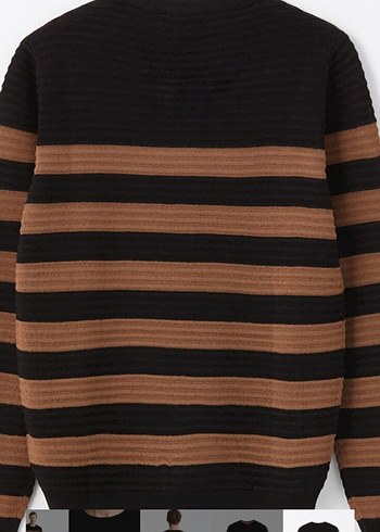 Erkek Kahverengi Çizgili Triko Kazak - Görsel 6