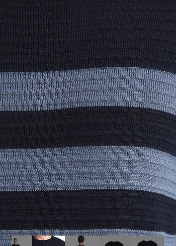 Gri Çizgili Erkek Triko Kazak - Görsel 3