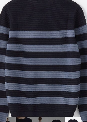 Gri Çizgili Erkek Triko Kazak - Görsel 6