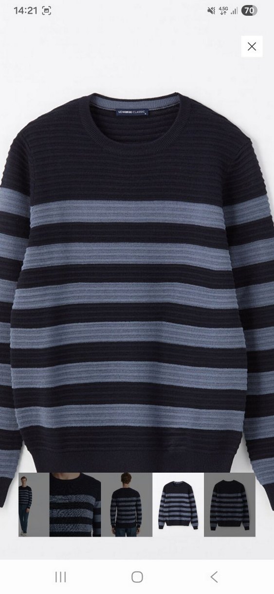 Gri Çizgili Erkek Triko Kazak - Görsel 5