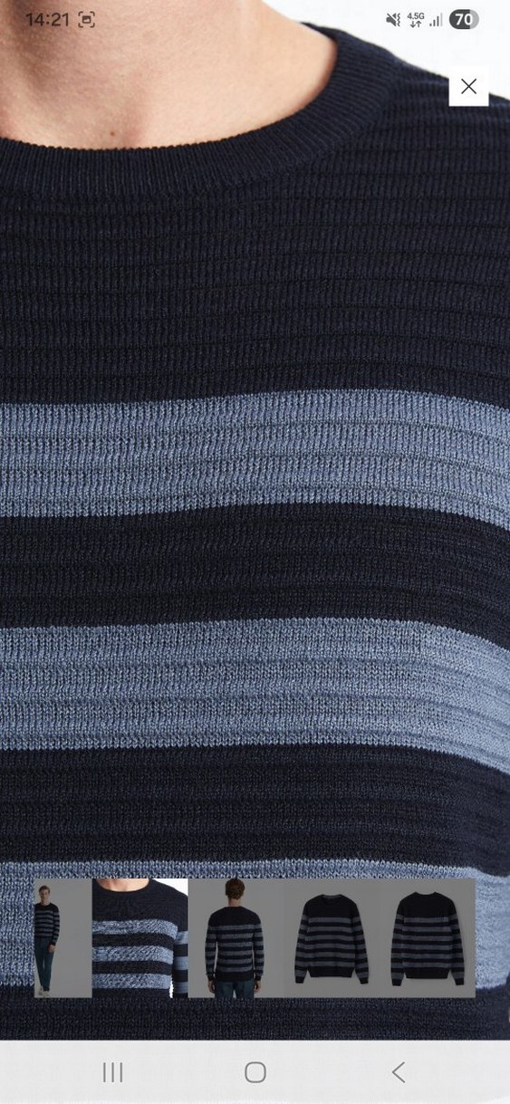 Gri Çizgili Erkek Triko Kazak - Görsel 3