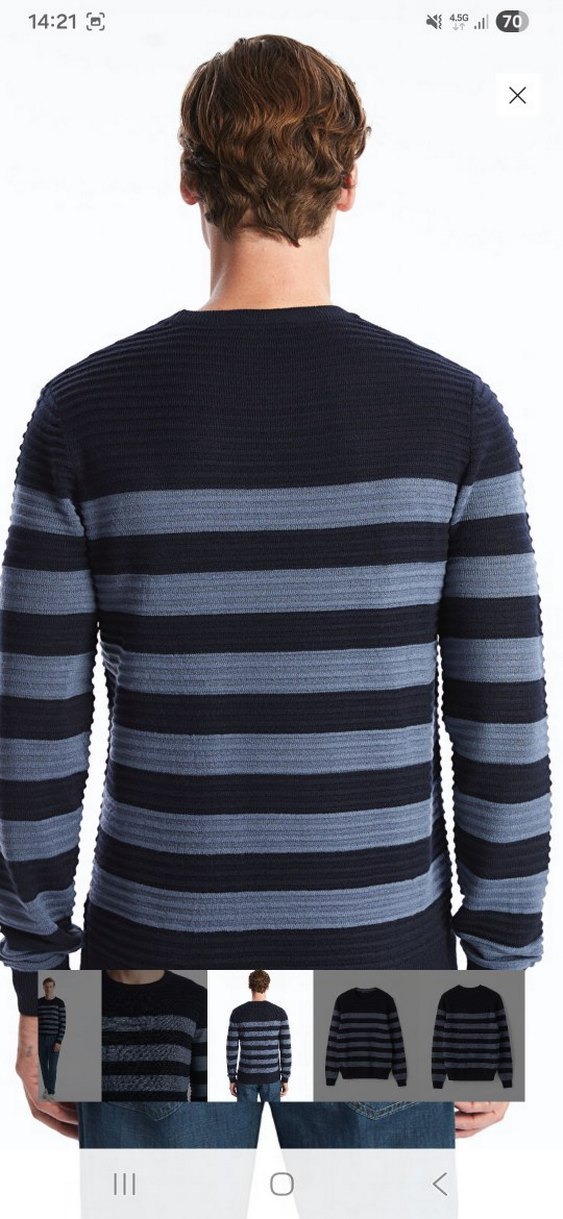 Gri Çizgili Erkek Triko Kazak - Görsel 4