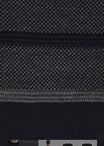 Gri Çizgili Erkek Triko Kazak - Görsel 5