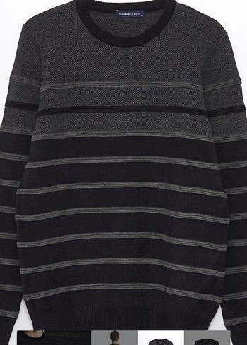 Gri Çizgili Erkek Triko Kazak - Görsel 7