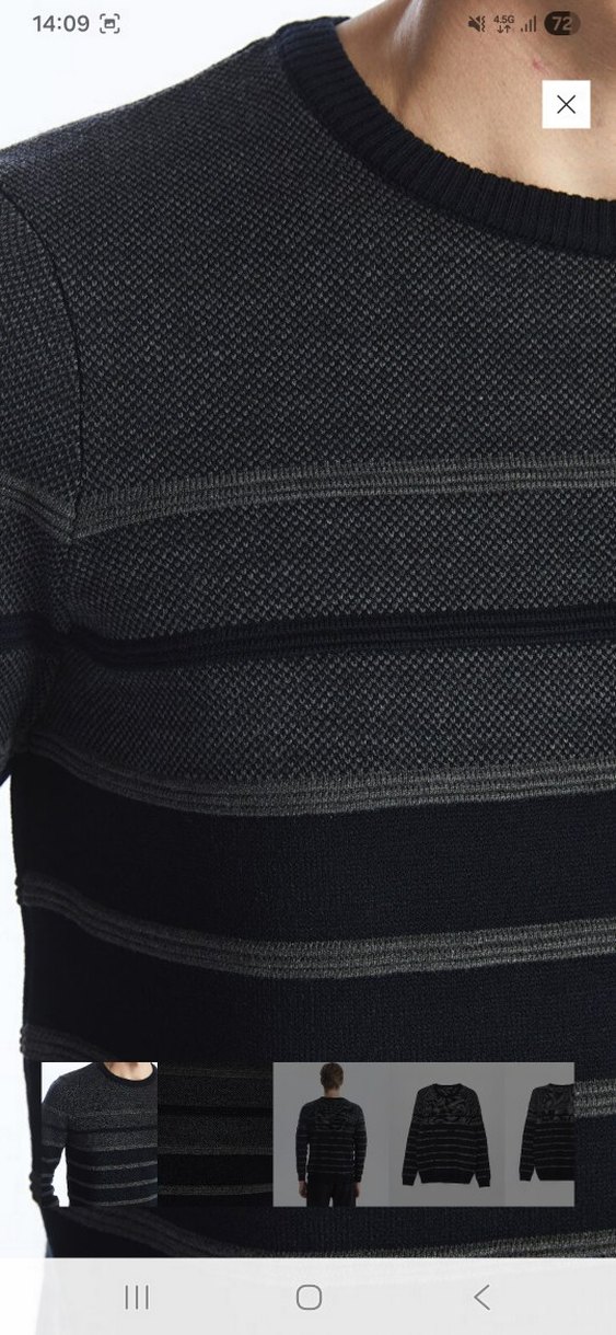 Gri Çizgili Erkek Triko Kazak - Görsel 4