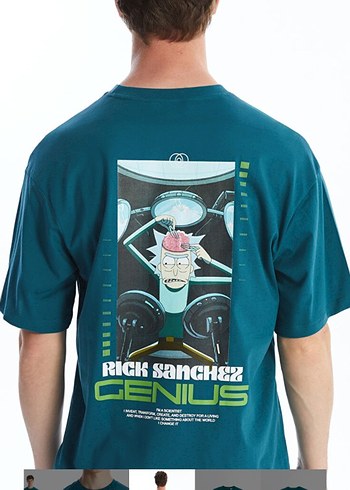 Turkuaz Baskılı Pamuklu Erkek Tişört - Görsel 4