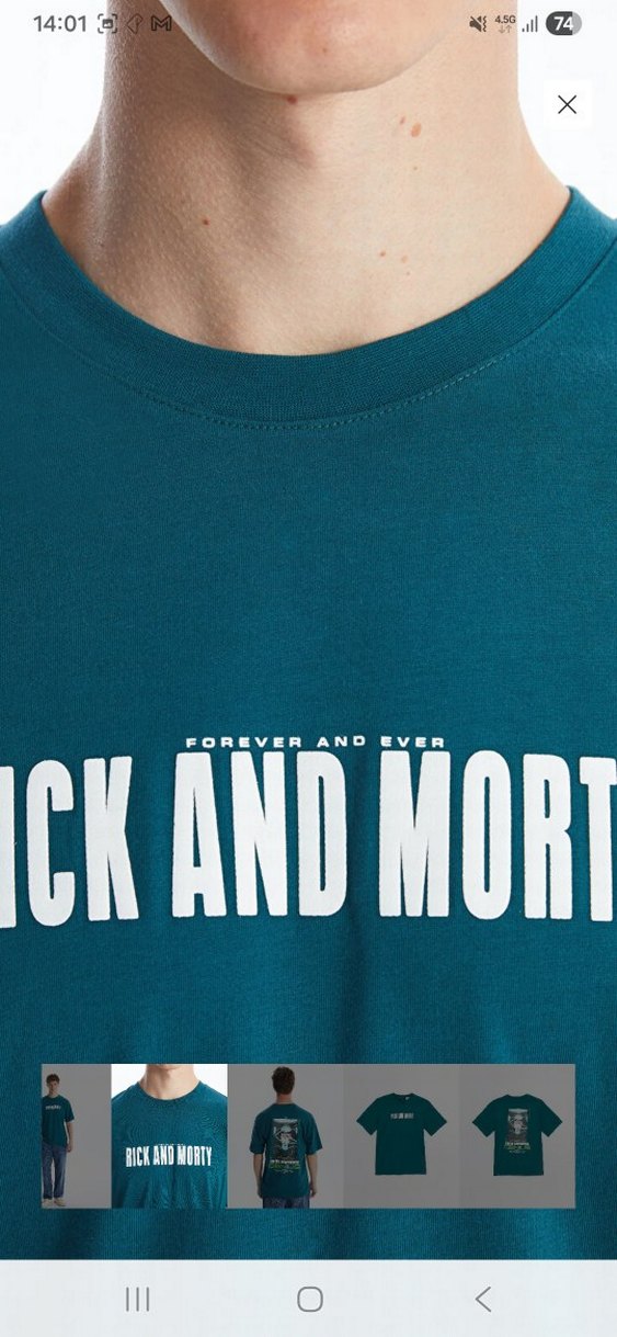 Turkuaz Baskılı Pamuklu Erkek Tişört - Görsel 3