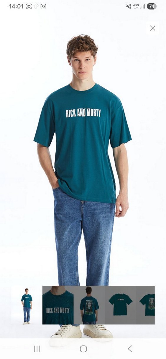 Turkuaz Baskılı Pamuklu Erkek Tişört - Görsel 2