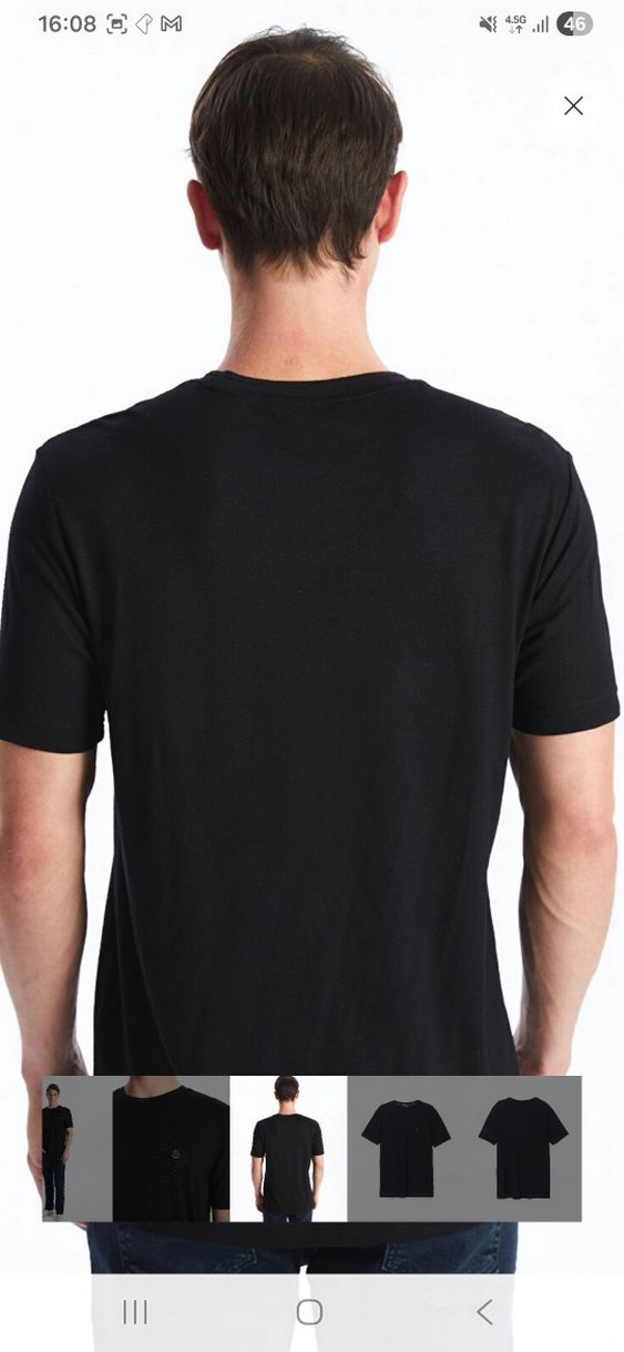 Siyah Erkek Kısa Kollu Pamuklu Tişört - Görsel 4
