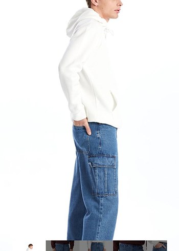 Erkek Lacivert Bol Kesim Kot Pantolon - Görsel 2