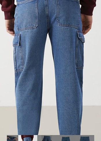Erkek Lacivert Bol Kesim Kot Pantolon - Görsel 7
