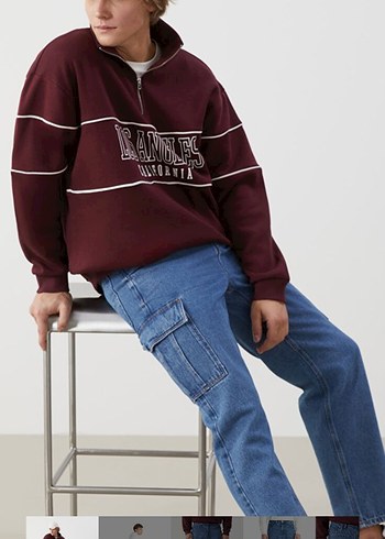 Erkek Lacivert Bol Kesim Kot Pantolon - Görsel 3