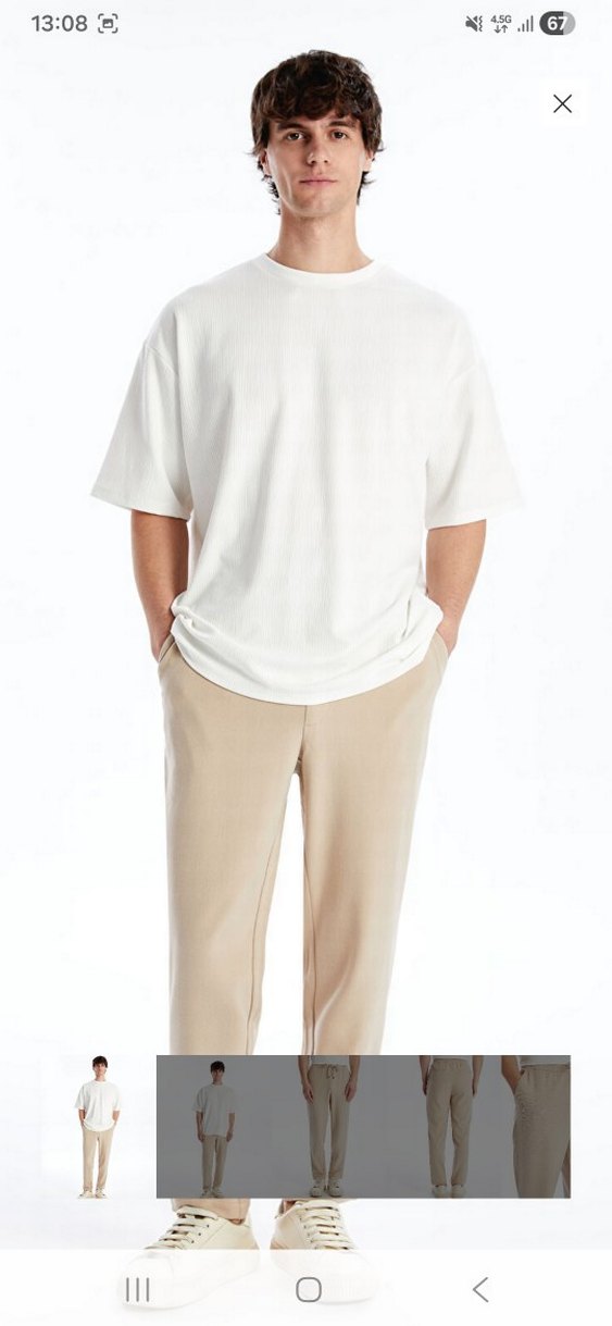 Bej Erkek Pantolon - Regular Fit, Midi Boy - Görsel 5