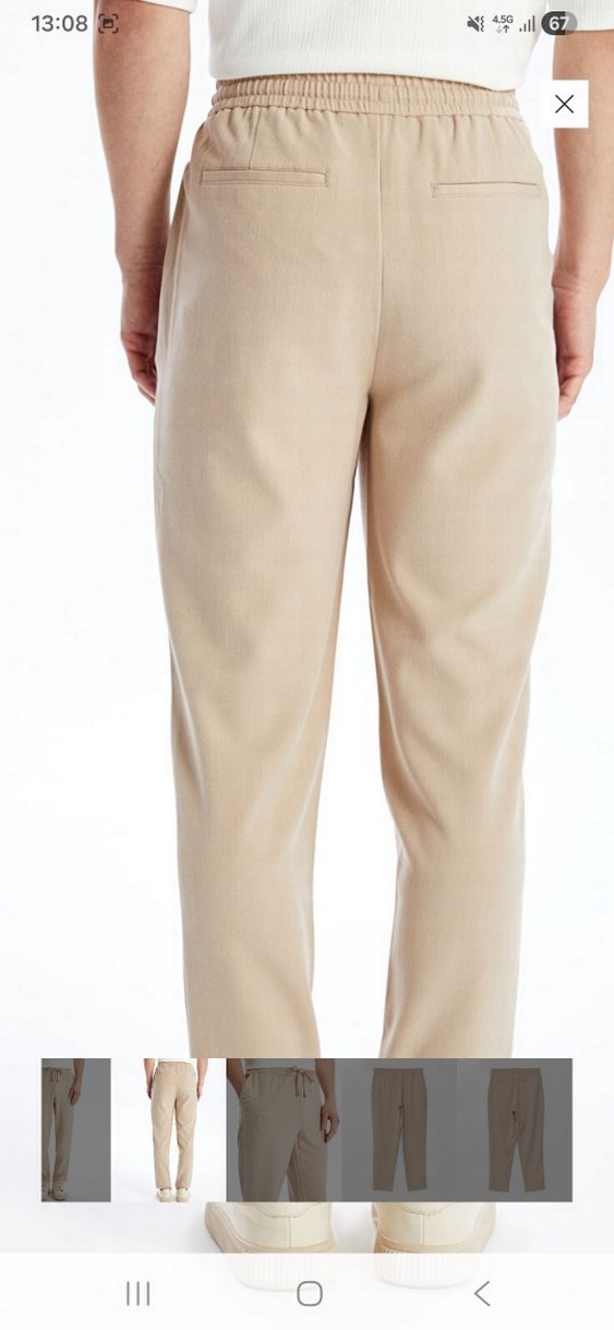 Bej Erkek Pantolon - Regular Fit, Midi Boy - Görsel 3