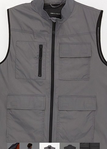 Gri Erkek Kolsuz Fermuarlı Yelek - Görsel 7