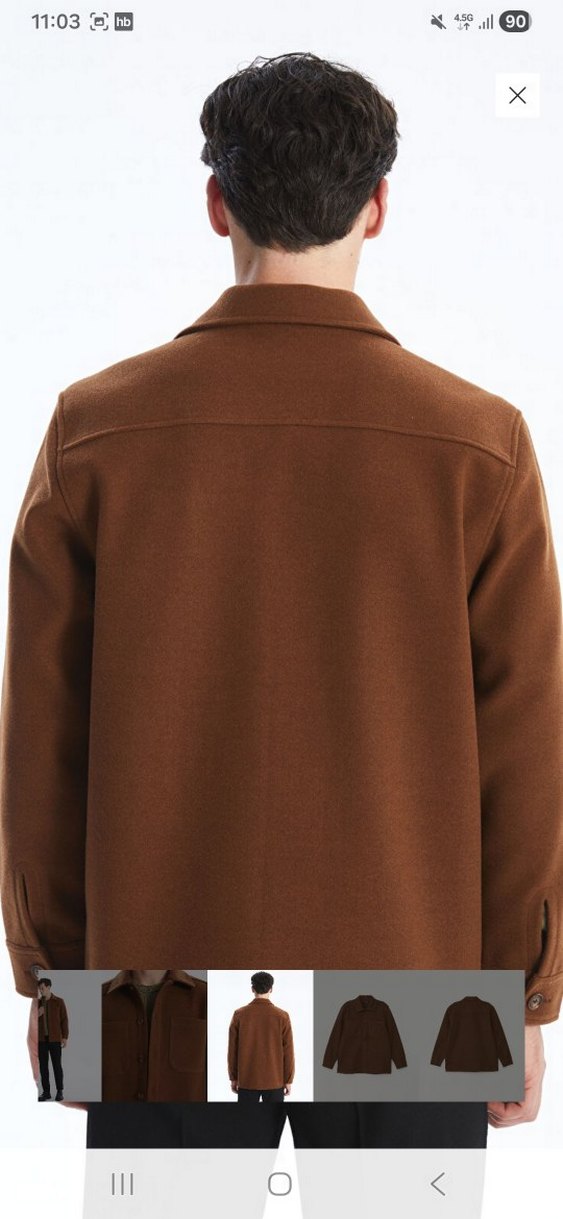 Düğmeli Kahverengi Erkek Midi Ceket - Görsel 4