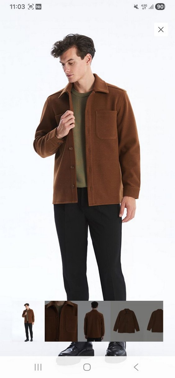 Düğmeli Kahverengi Erkek Midi Ceket - Görsel 2