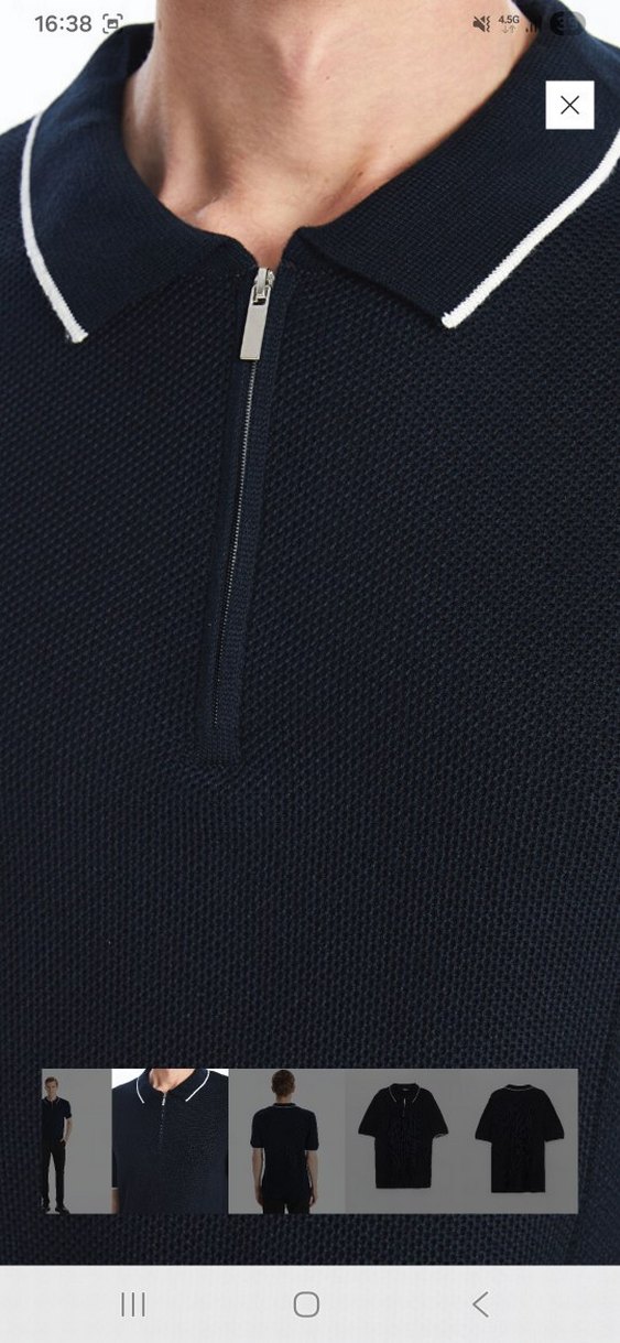 Lacivert Yarım Fermuarlı Erkek Tişört - Görsel 3