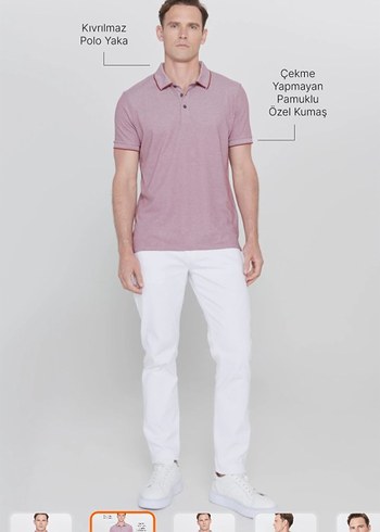 Bordo Erkek Polo Yaka Kısa Kollu Tişört - Görsel 2