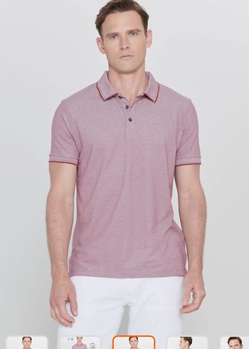 Bordo Erkek Polo Yaka Kısa Kollu Tişört - Görsel 3