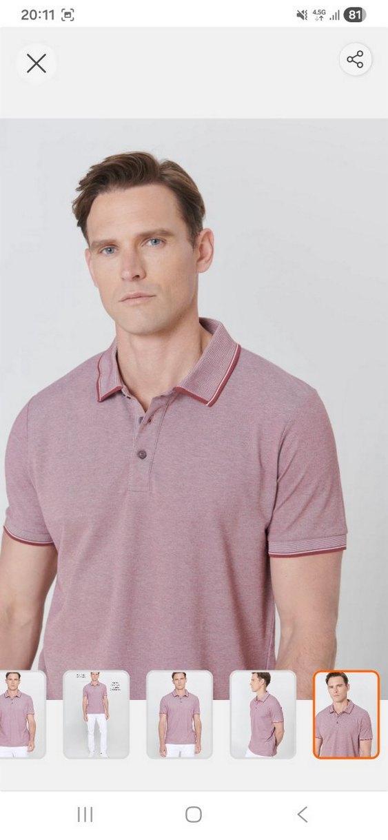 Bordo Erkek Polo Yaka Kısa Kollu Tişört - Görsel 5