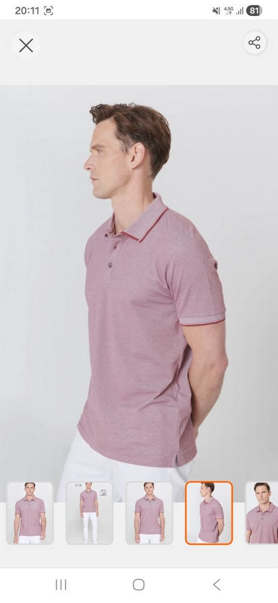 Bordo Erkek Polo Yaka Kısa Kollu Tişört - Görsel 4