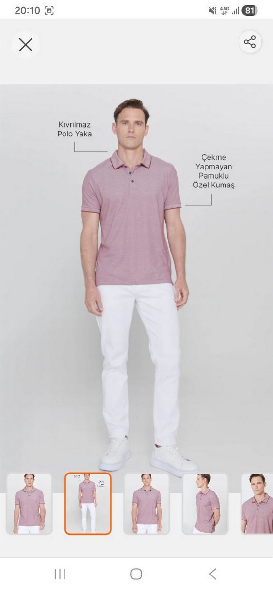 Bordo Erkek Polo Yaka Kısa Kollu Tişört - Görsel 2
