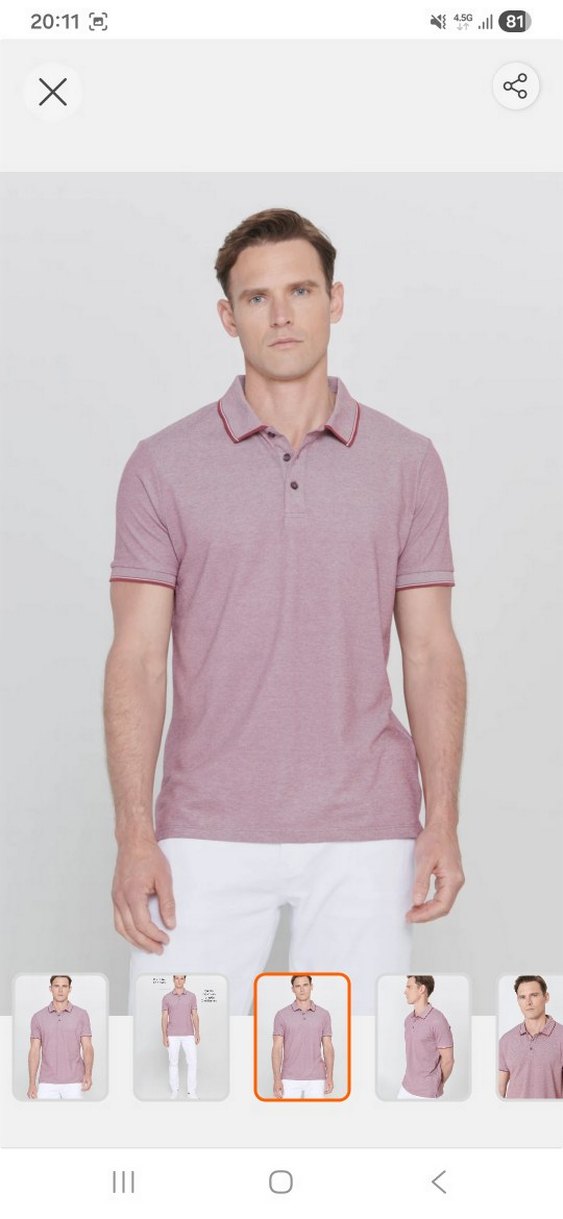 Bordo Erkek Polo Yaka Kısa Kollu Tişört - Görsel 3