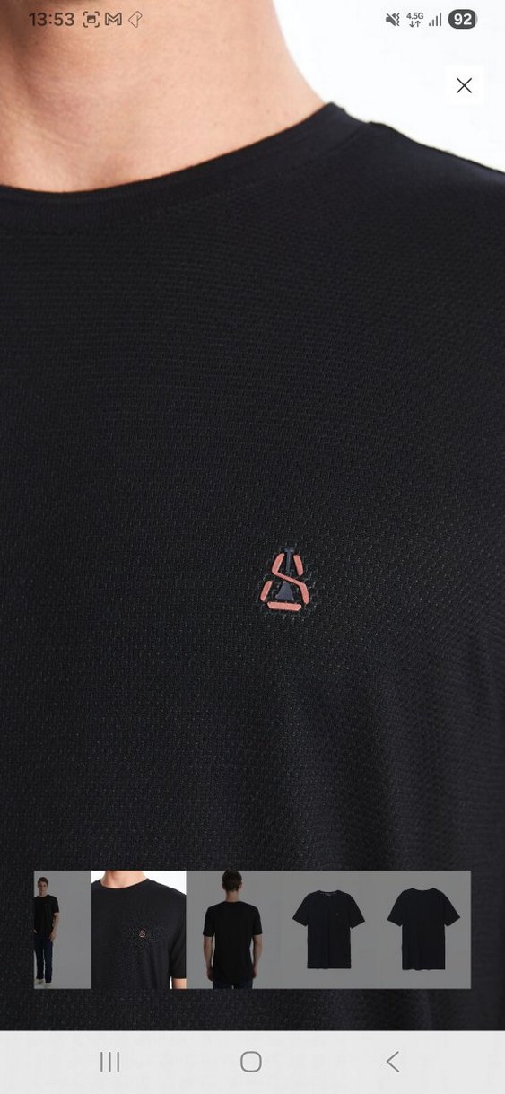 Erkek Siyah Pamuklu Kısa Kollu Tişört - Görsel 3