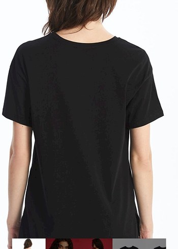 Siyah Baskılı Kadın Kısa Kollu Tişört - Görsel 7